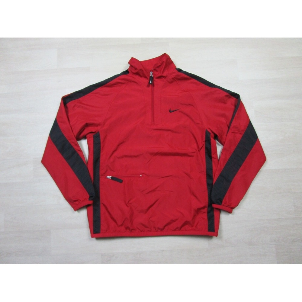 Vintage‎ Nike Jacket Men's (M) Red 1/4 Zip Windbreaker Silver Tag Y2k Pullover